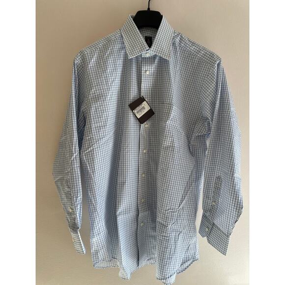 NWT Robert Talbott/Maus Hoffman Light Blue Grid Check Button-down 100% Cotton 17 - Picture 1 of 8